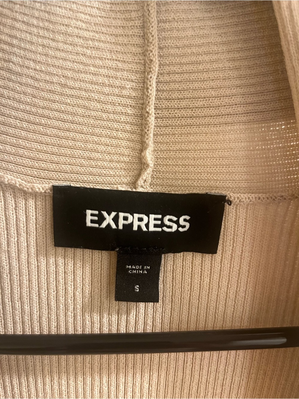 Express Neutral Ribbed Open-Front Cardigan - Picture 2 of 3